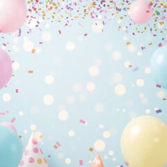 Naklejka premium Colorful Balloons and Confetti Create a Festive Scene for a Celebration
