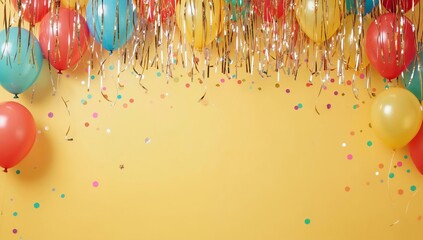 Naklejka premium Colorful Balloons and Decorations Set up for a Party Celebration
