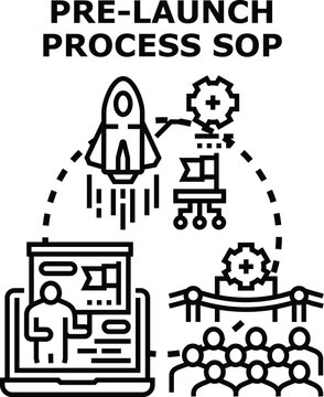 Pre launch process standard operating procedure concept illustrating a structured approach to new project development. Mission planning