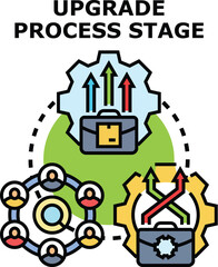 Fototapeta premium Upgrade process stage model illustrating business development, progress, and team collaboration for successful performance and achieving new goals in a transforming environment