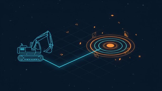 Construction Machinery Creating a Circular Target in a Digital Studio