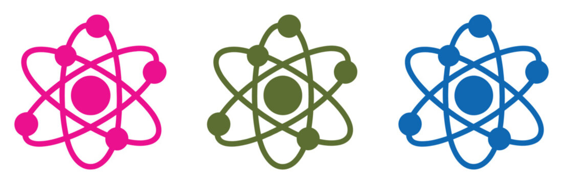 Atom science and chemistry educational illustrations, atomic symbols for laboratory studies, physics concepts, molecular research, scientific education, experiments, and modern technology.