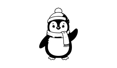 Fototapeta premium Cute Winter Penguin Character Vector Collection Kawaii Cartoon Clipart Set