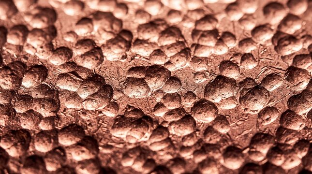 Close-up of Hammered Copper Metal Surface Texture