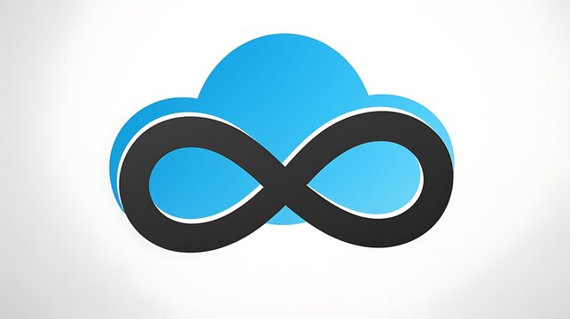 Digital cloud computing concept with infinity symbol representing endless data storage capacity and technology service connection