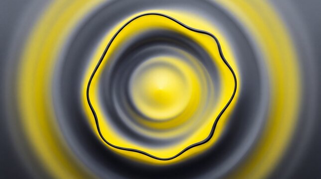 Abstract Yellow and Gray Concentric Wave Ripple Background