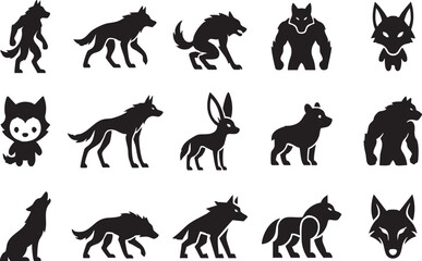 Fototapeta premium Werewolf Werewolf Silhouettes Collection for Fantasy and Horror Designs