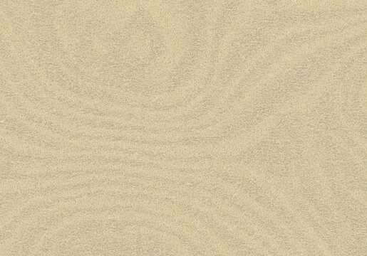 Rippled beige paper exposes granular fibers between nested swirls, a broad wave pattern to incorporate into scrapbook covers and a moire background texture retaining uneven material grain