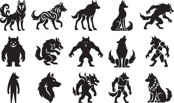 Werewolf Werewolf Silhouette Collection for Fantasy Graphic Design