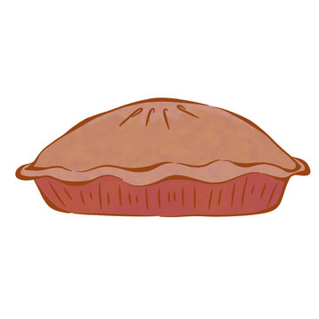 Golden brown whole covered pie vector illustration set with lattice baked crust