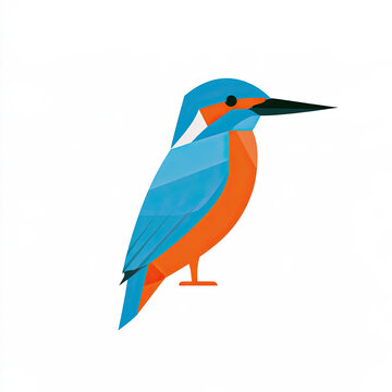 transparent blue and orange kingfisher vector illustration