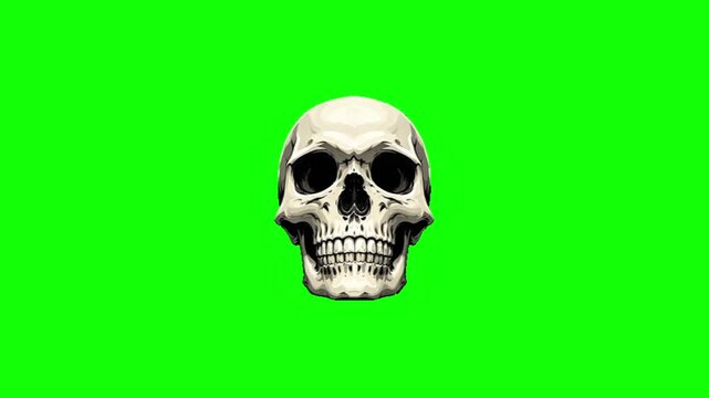 Halloween Skull Green Screen Floating Centered Spooky Head Party Video Overlay