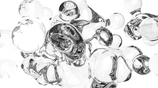 Water drop bubbles on white bg 4k