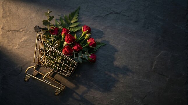 Vintage musical instruments with red berries and tropical leaves still life