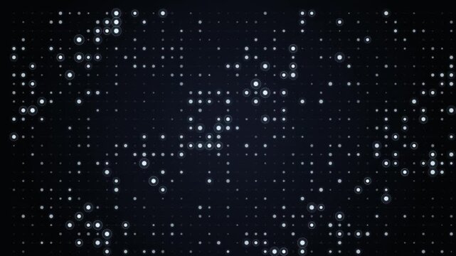 Futuristic white glowing dot matrix and digital telemetry grid loop