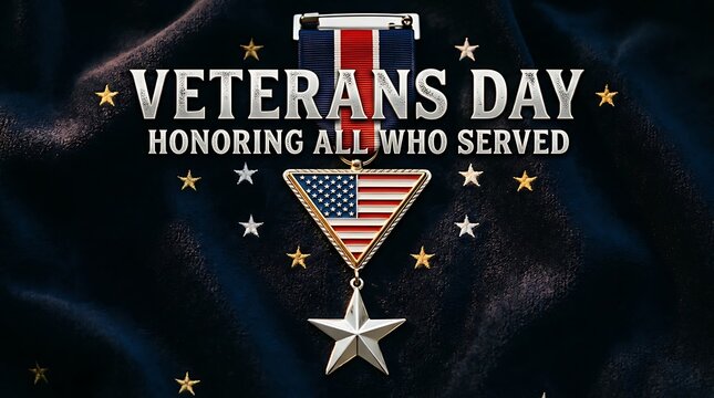Honoring veterans day with american flags stars and patriotic military tribute