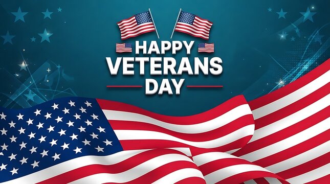 Honoring american heroes happy veterans day patriotic background with american flags