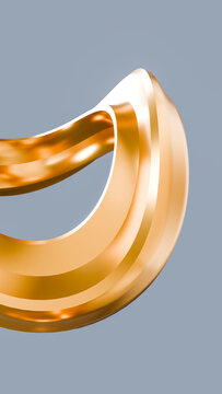 Shiny golden curved ring with polished smooth surface