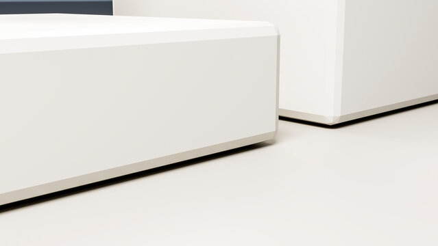 Close-up of white rectangular boxes with clean surfaces and sharp