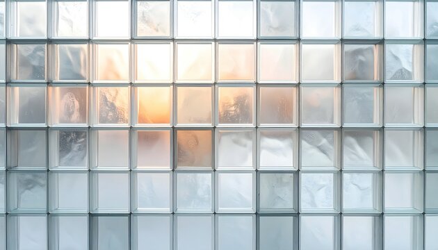 Modern glass window wall with sunlight shining through and cityscape background