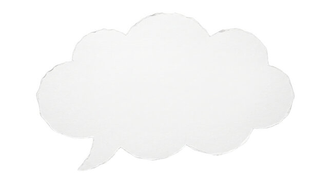 A simple white comic book style speech bubble isolated on a plain black background perfect for adding custom text or dialogue in design projects