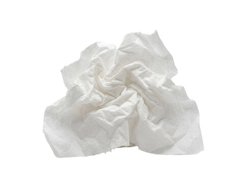 Crumpled white paper tissue isolated on transparent background
