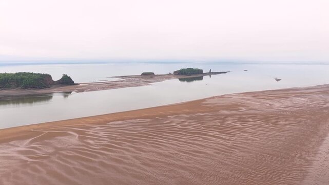 Drone View over Low Tide Flats Toward Five Islands Nova Scotia