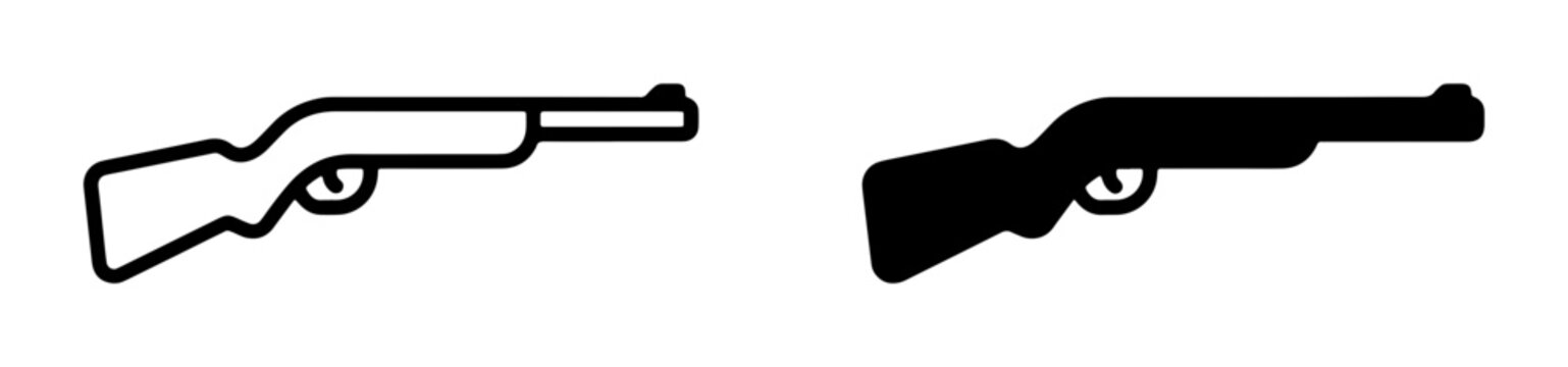 Shotgun Icons, Firearm Silhouettes, Hunting Weapon Vector Graphics, Vintage Rifle Outline, Modern Gun Symbol