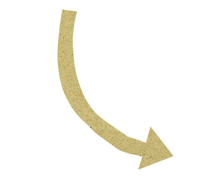 Curved Downward Arrow Icon with Kraft Paper Texture