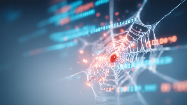 A DNA strand surrounded by digital code representing genetic research bioinformatics and genome analysis.
