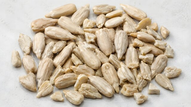 Broken and Damaged Sunflower Seeds in Macro