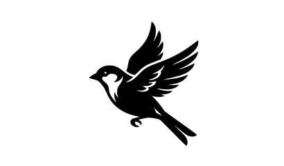 Fototapeta premium Sparrow bird flying in dynamic side profile isolated vector design