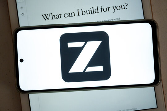 Artificial intelligence application showing z logo on mobile device