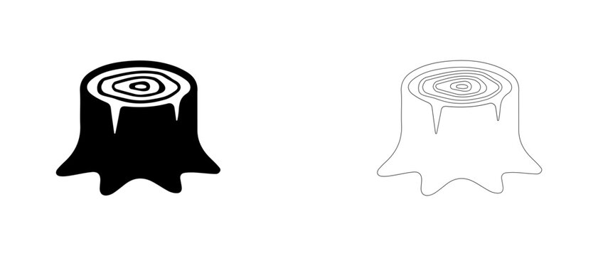 Tree stump with annual growth rings vector icon filled and outline, deforestation and tree age symbol.