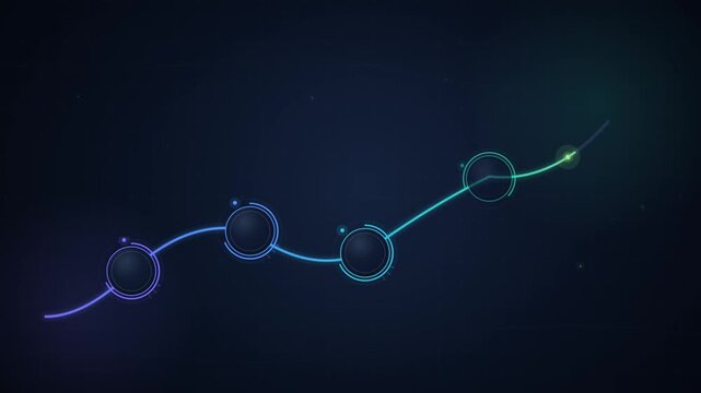 Glowing Five-Step Progress Path with Animated Milestones