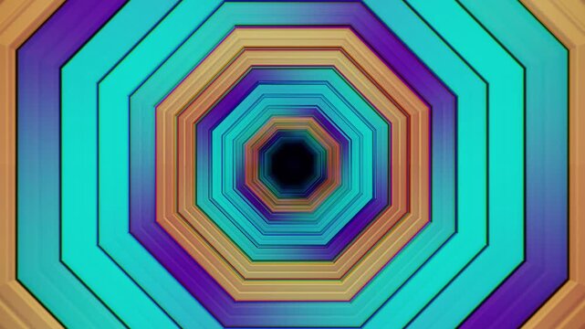Colorful Octagon Tunnel Motion Abstract Geometric Background Loop