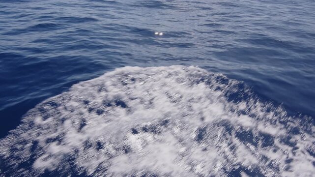 Sea surface as seen from the moving sailing boat
