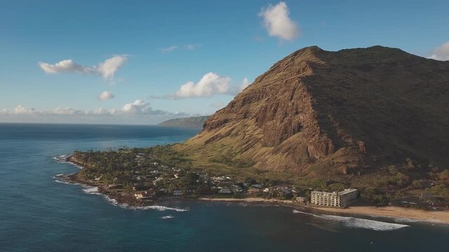 Aerial view of the Hawaiian Oahu island