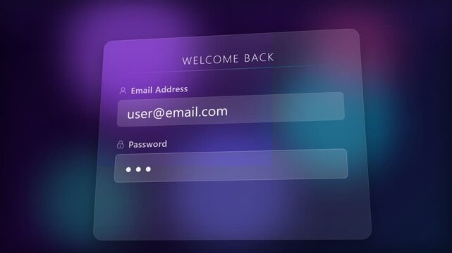 Email and Password Typed into Glass Login Form
