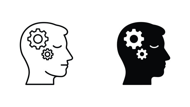 Human head with gears icon vector illustration for mindset thinking