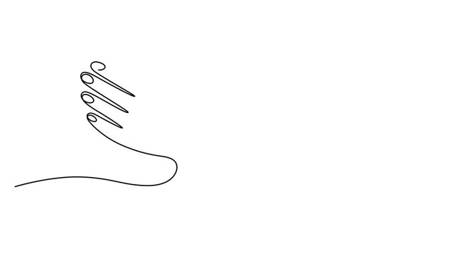 Continuous single line drawing of a human hand wearing a digital smart watch 4k video