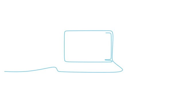 Continuous single line drawing of a laptop computer 4k video