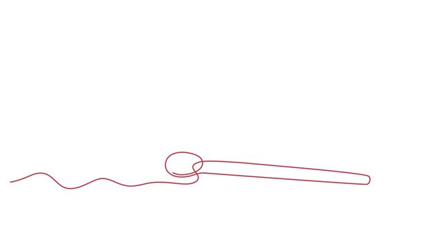 Single continuous line drawing of a burning matchstick 4k video
