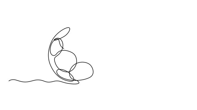 Soccer ball drawn with a single continuous black line art 4k video