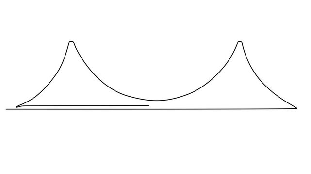 Simple line art of a suspension bridge design 4k video