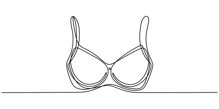 Continuous single line drawing of a bra lingerie item