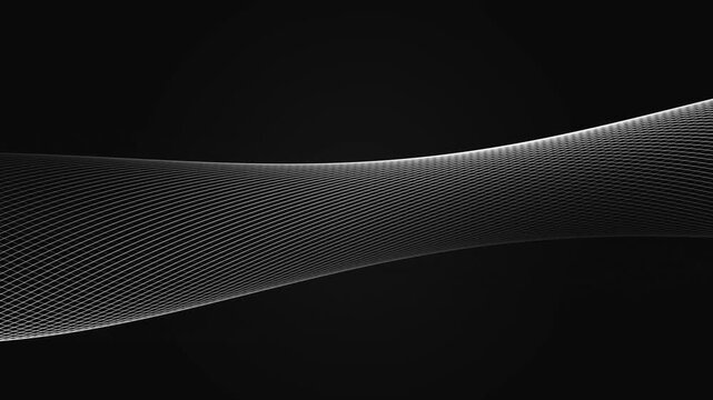 Abstract Digital Wave Motion Background with Glowing Particles and Smooth Flowing Lines.