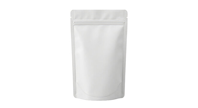 Blank White Stand Up Pouch Mockup with Zipper Seal