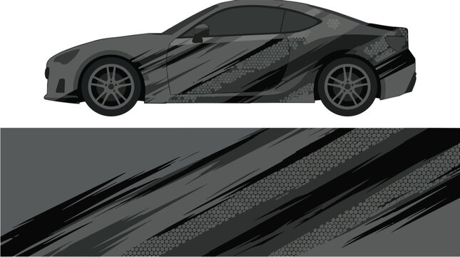 Modern Sport Car Wrapped with Hexagonal Pattern Design