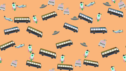 Pattern of Buses, Airplanes, Rockets, and UFOs © feby